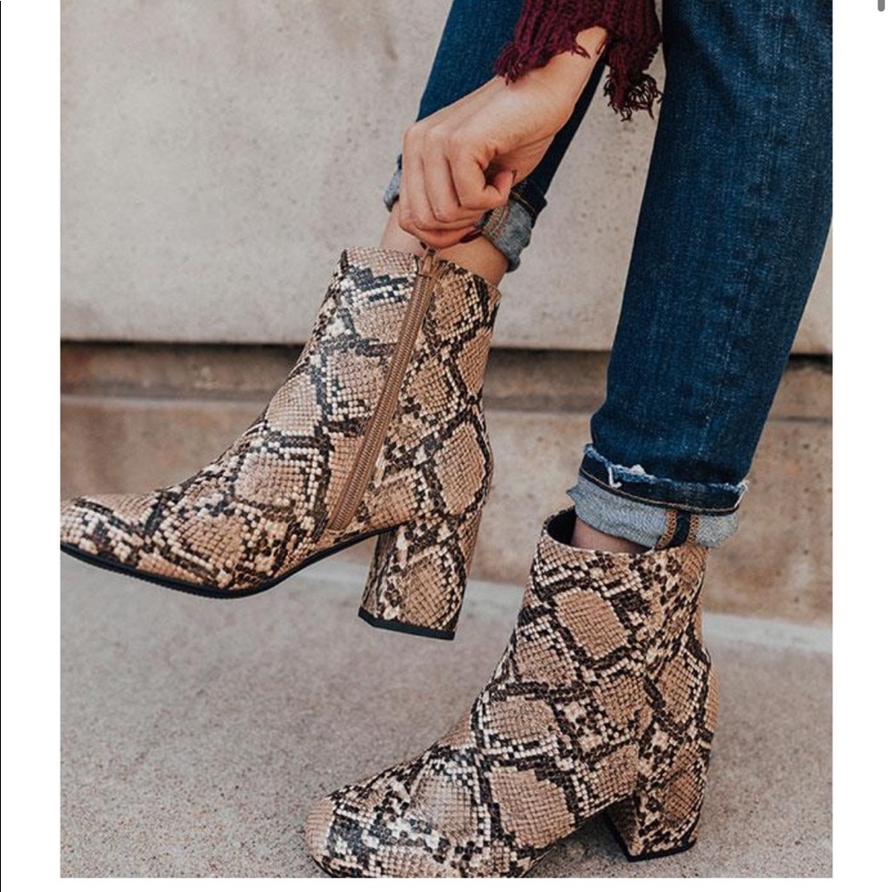 Snake skin booties